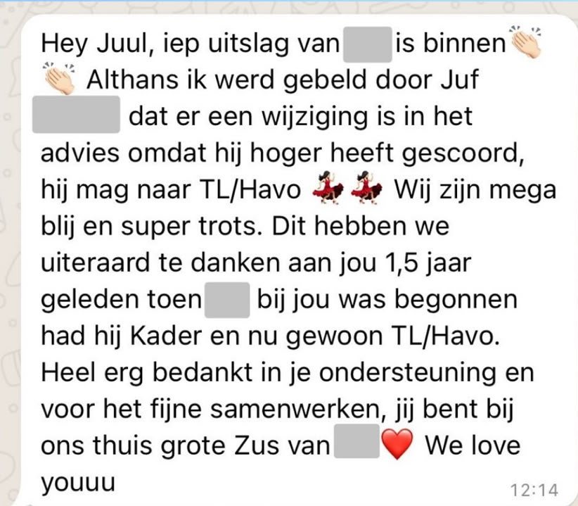 Origineel bericht van een ouder: Van kader naar TL/havo