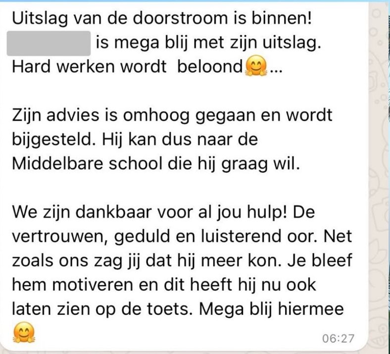 Origineel bericht van een ouder: Het advies is omhoog gegaan na de doorstroomtoets